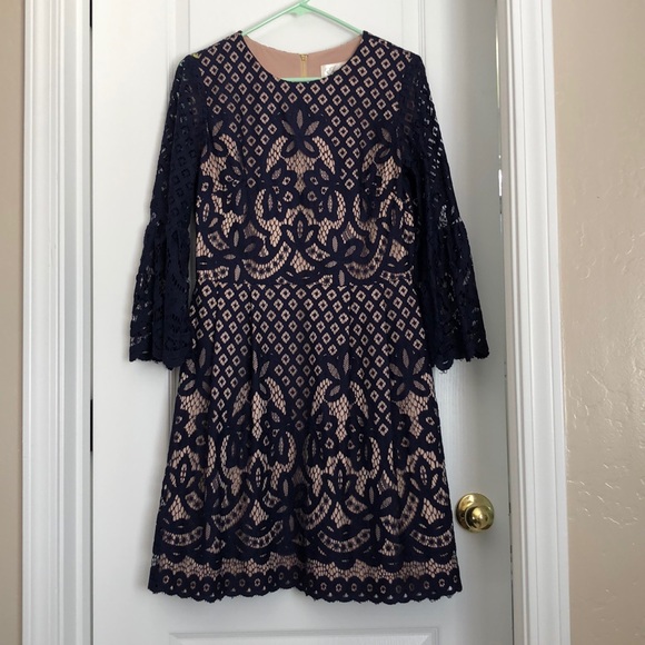Eyelash Lacey Navy dress - Picture 1 of 6